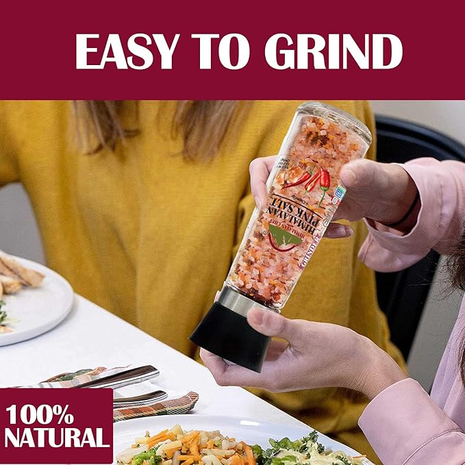 Himalayan Chef Pink Salt with Chipotle, Tall Glass Grinder, 10.58 Oz