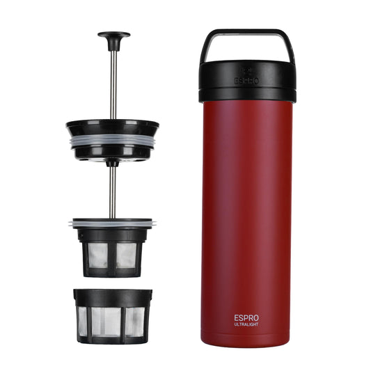 ESPRO Go P0 Insulated Travel French Press, 16 oz, Cranberry