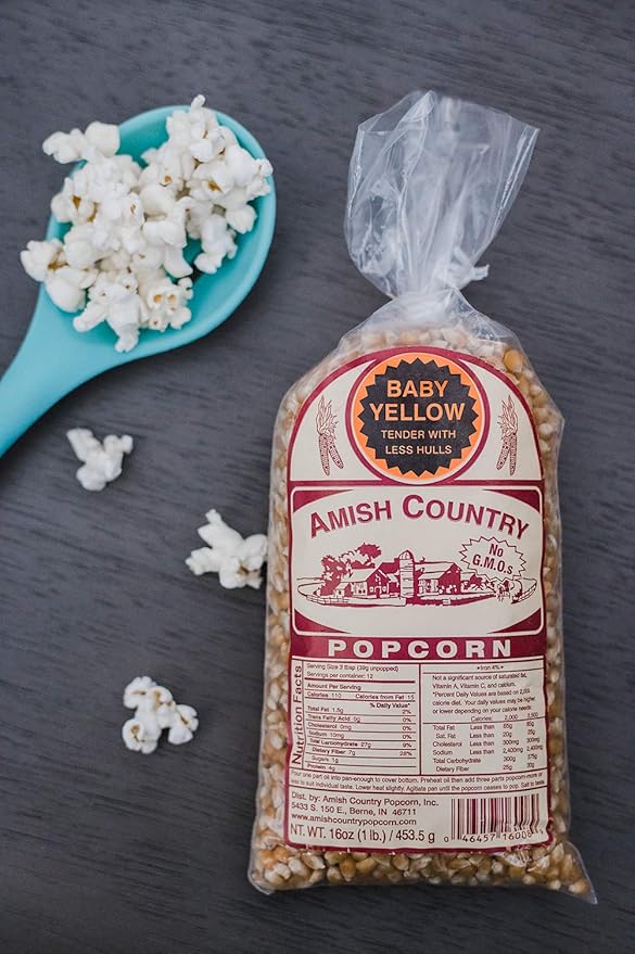 Amish Country Popcorn | 1 lb Bag | Baby Yellow Popcorn Kernels | Old Fashioned, Non-GMO and Gluten Free (Baby Yellow - 1 lb Bag)