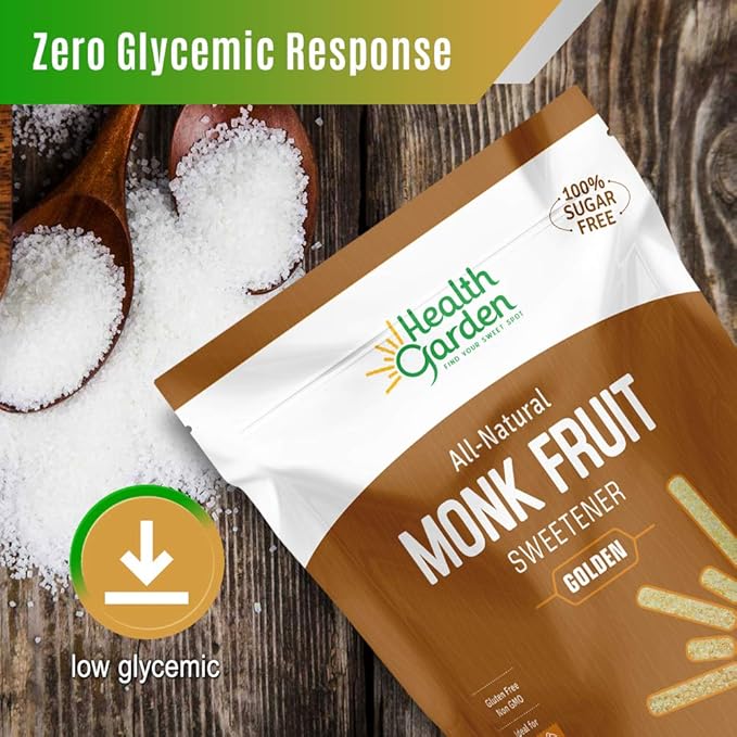 Health Garden Monk Fruit Sweetener, Golden- Non GMO - Gluten Free - 1:1 Sugar Substitute - Kosher - Keto Friendly (4.75 Lb)
