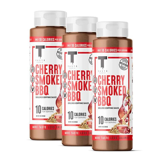 Taste Flavor Co. Grilling, Dipping Sauce and Marinade, Great Tasting, Low-Calorie Sauces, Keto Friendly, No Oils (3 Pack, Cherry Smoked BBQ)