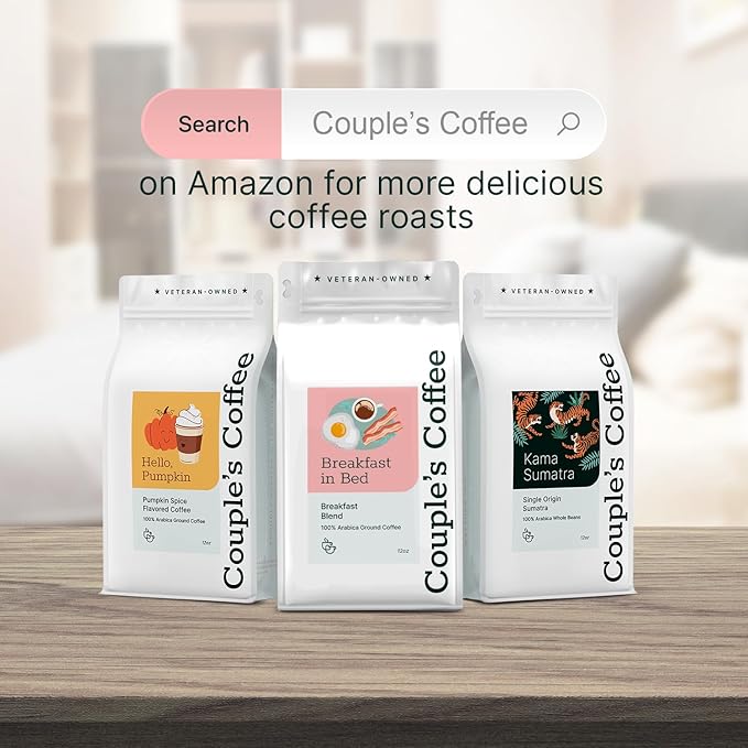 Couple?™s Coffee Ground Coffee | Gives Back to Military Families | Breakfast in Bed | Breakfast Blend Coffee | Made with 100% Arabica Beans | 12oz bag brews about 34 cups