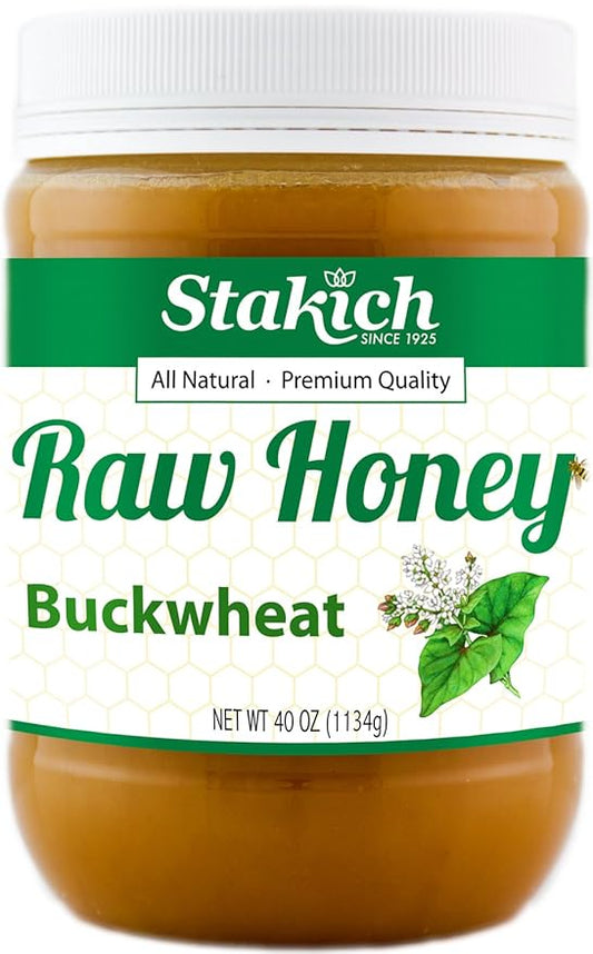 Stakich Buckwheat Antioxidant Raw Honey - Pure, Unprocessed, Unheated, Kosher (40 Ounce)