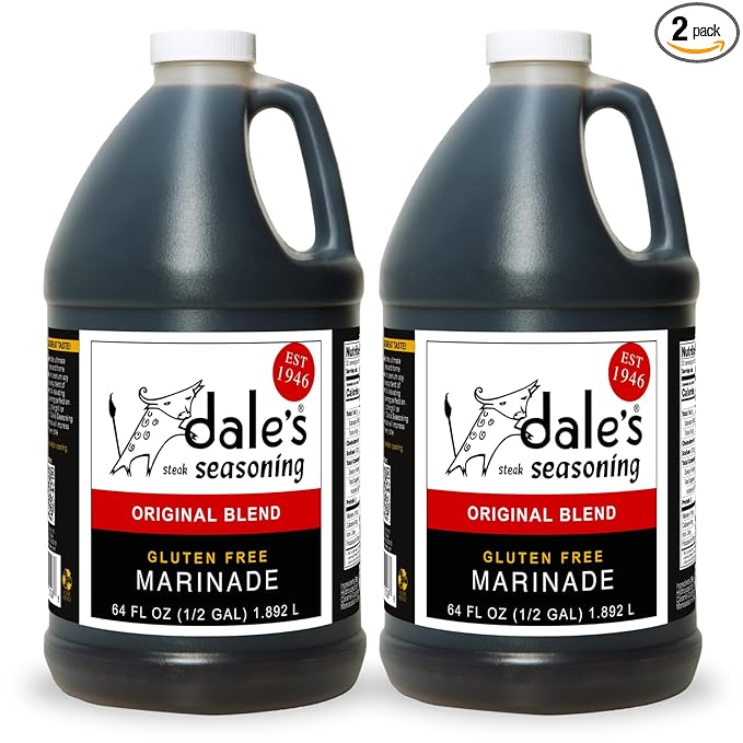 Original Steak, Poultry and Vegetable Seasoning By Dale's, Gluten Free | Delicious on All Meats, Fish, and Vegetables | 64 oz Bottle (2) | No Long Marinating, Savory Blend of Exotic Spice! Family Size