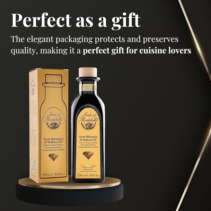 Balsamic Vinegar of Modena 8.45 fl.oz. (250ml), FONDO MONTEBELLO IGP-Certified, Dense and Delicious Balsamic Vinegar, Perfect for Salads, Meats and Desserts - Product from Italy