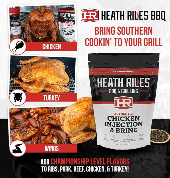 Chicken Injection & Brine, Heath Riles Meat Injector, Award Winning Chicken Injector & Brines, Made in the USA