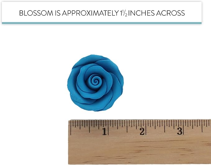 Global Sugar Art Premium Edible Roses, Deep Blue, Unwired, Medium 1.5 inches, 12 Count by Chef Alan Tetreault