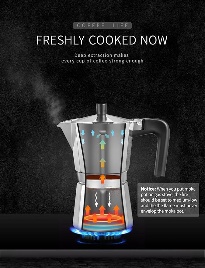 Yabano Stovetop Espresso Maker, 9 Cups Moka Coffee Pot Italian Espresso for Gas or Electric Ceramic Stovetop, Italian Coffee maker for Cappuccino or Latte