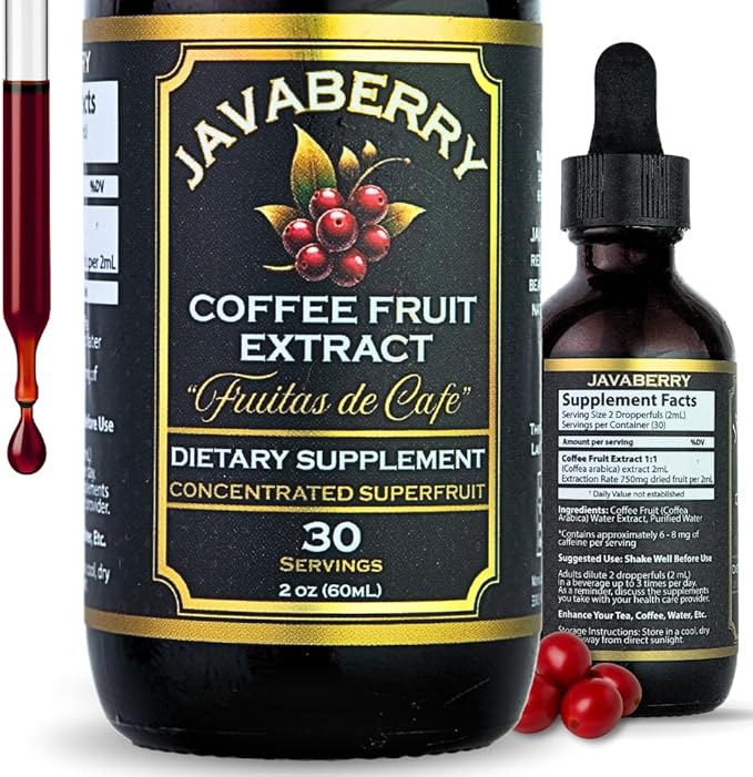 Javaberry Coffee Fruit Extract ??Brain Supplement for Focus, Memory & Clarity ??Supports BDNF & Mental Energy ??Natural Antioxidant Nootropic Liquid with Polyphenols ??60ml (30 Servings)