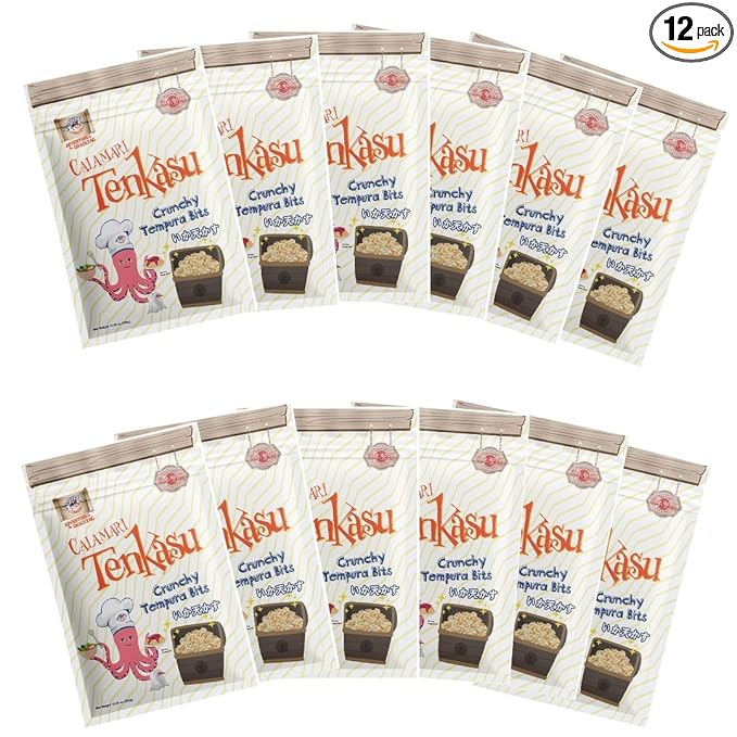 Calamari Tenkasu Tempura Bits 10.58 Ounce x 12 Pack, Authentic Japanse Snack by Swashbuckle Snacks, Made in Japan