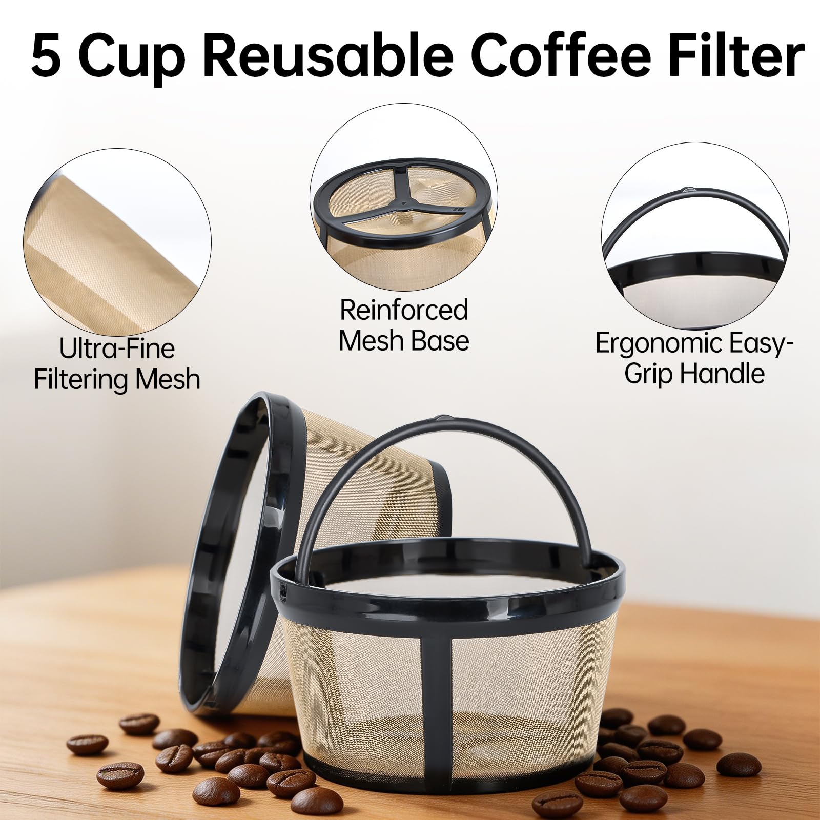 Reusable Coffee Filters Compatible with Mr 4 Cup 5 Cup Coffee Maker, 2 PACK