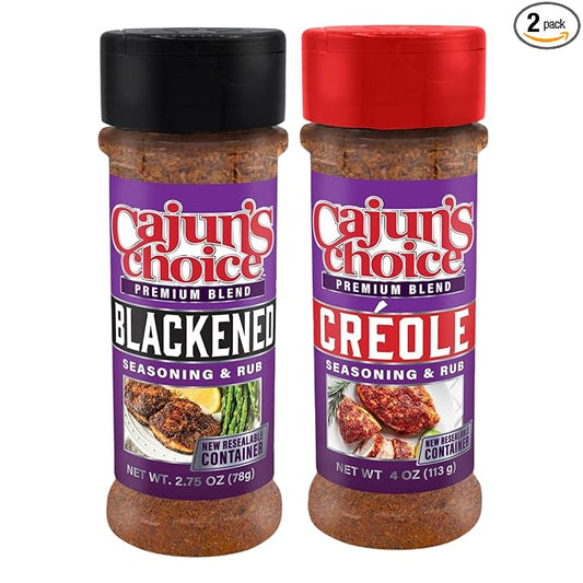 Creole Seasoning 3.8 oz & Blackened Seasoning 2.75 oz Cajun's Choice Louisiana Foods (Pack)