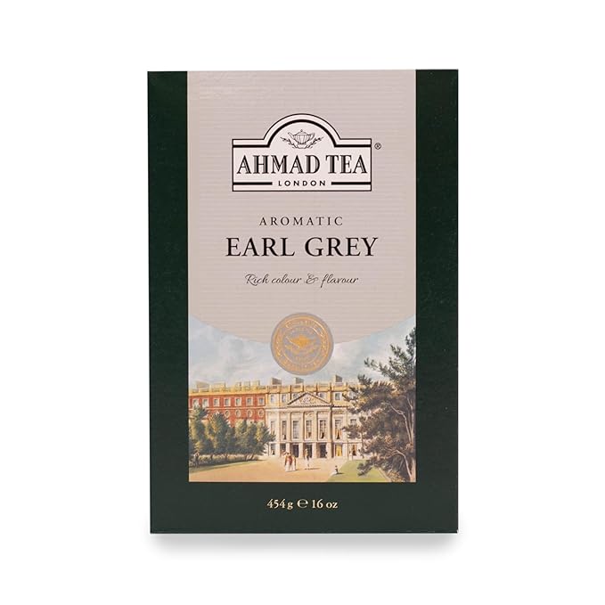 Ahmad Tea Black Tea, Earl Grey Aromatic Loose Leaf, 454g - Caffeinated and Sugar-Free
