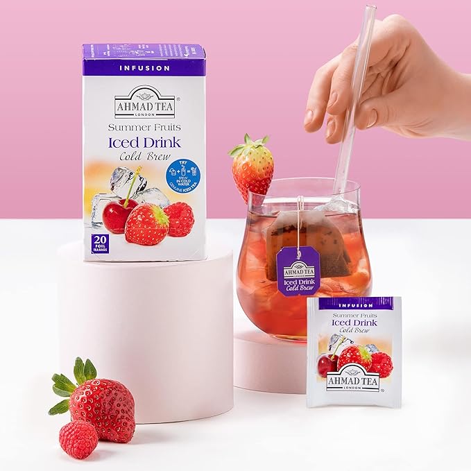 Ahmad Tea Herbal Tea, Cold Brew Summer Fruits Teabags, Iced Tea, 20 ct (Pack of 6) - Decaffeinated
