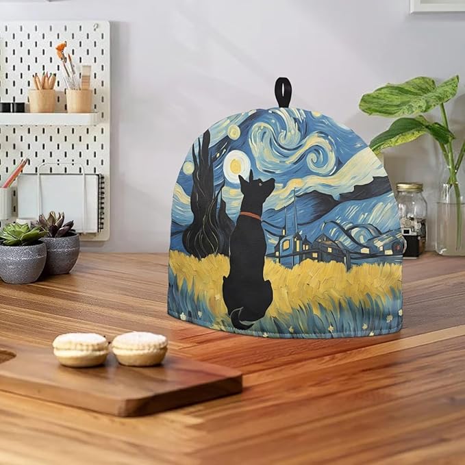 Tea Cozy for Teapot Novelty Dog Starry Night Tea Kettle Cover Tea Pot Kitchen Decorative Cover with Handle Dust Cover for Keeping Warm Can Hung and Folded 竊뉰lue竊?"<div>