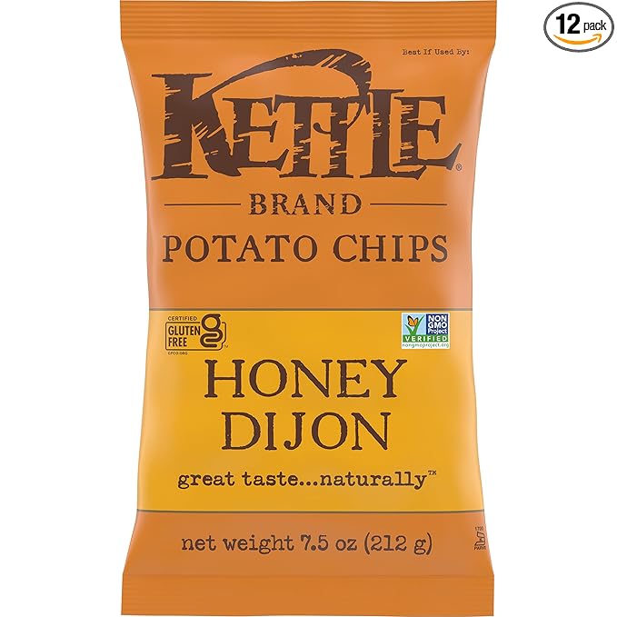 Kettle Brand Potato Chips, Honey Dijon Kettle Chips, 7.5 Oz (Pack of 12)
