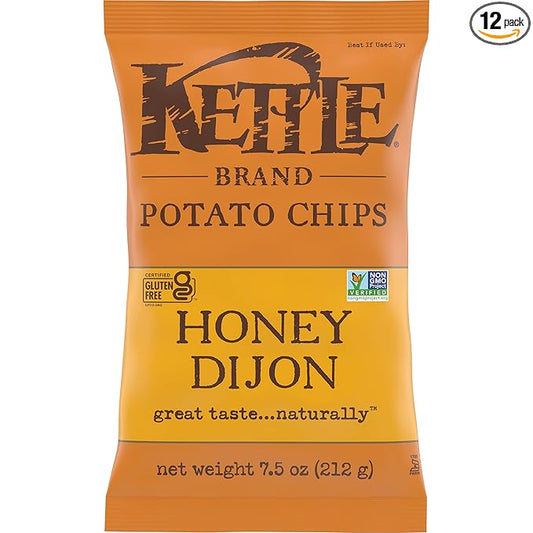 Kettle Brand Potato Chips, Honey Dijon Kettle Chips, 7.5 Oz (Pack of 12)