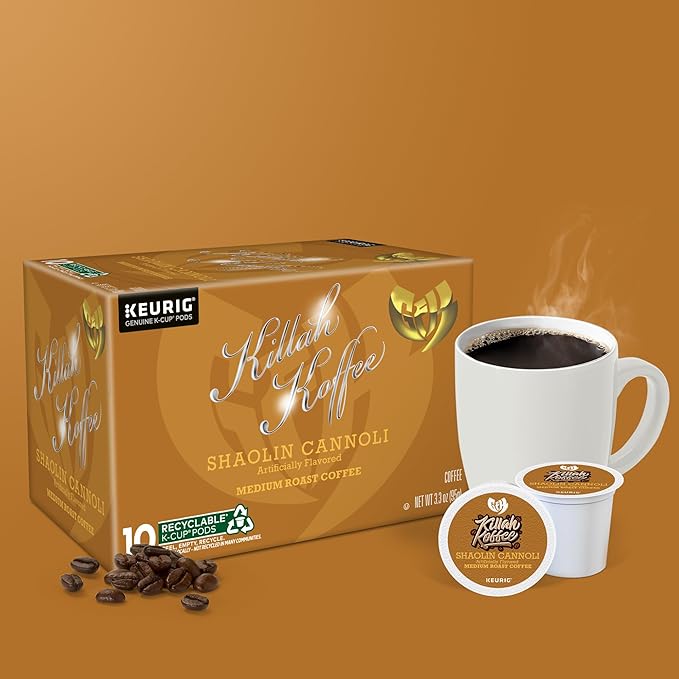 Killah Koffee Shaolin Cannoli, Keurig Single-Serve K-Cup Pods, Flavored Coffee, 10 Count