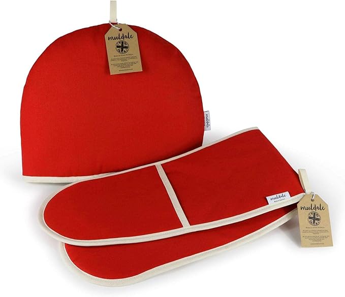 Muldale Large Tea Cozy for Teapot Insulated - Jubilee Red - 100% Cotton Extra Thick Wadding - Designed in England - Tea Cozies Covers Fit 1 to 6 Cup
