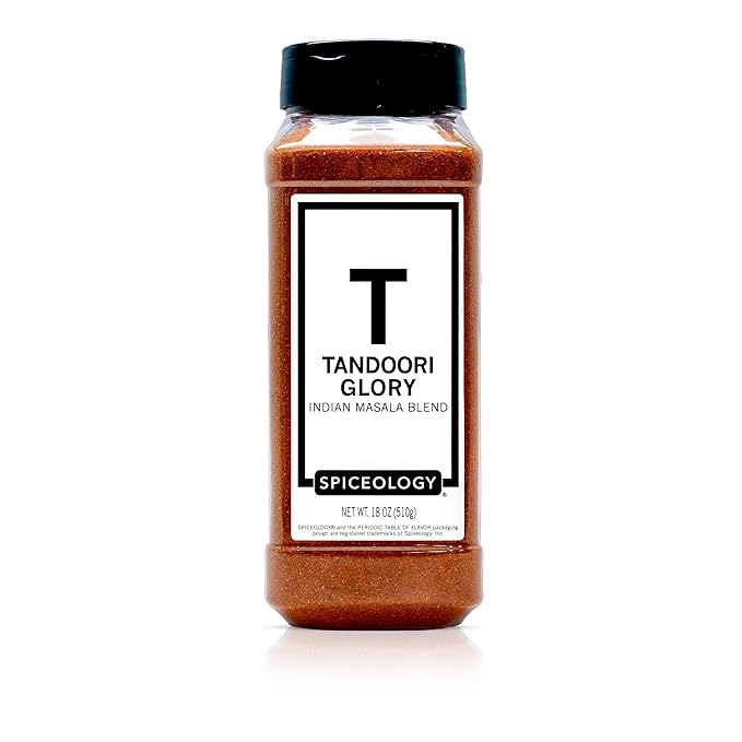 Spiceology - Tandoori Glory - Indian Masala Blend - Curry Spices and Seasonings - Use On: Chicken, Vegetables, Lamb, Marinades, Pork, Seafood, Nuts, Beef, Tofu - 18 oz