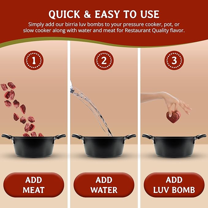 Just Add Luv Authentic Birria Spice Bomb Seasoning - Mexican Spice Mix with Chiles Herbs Spices - Perfect for Tacos Nachos Quesadillas Enchiladas Burritos - No MSG, Easy to Use (1 Bag)