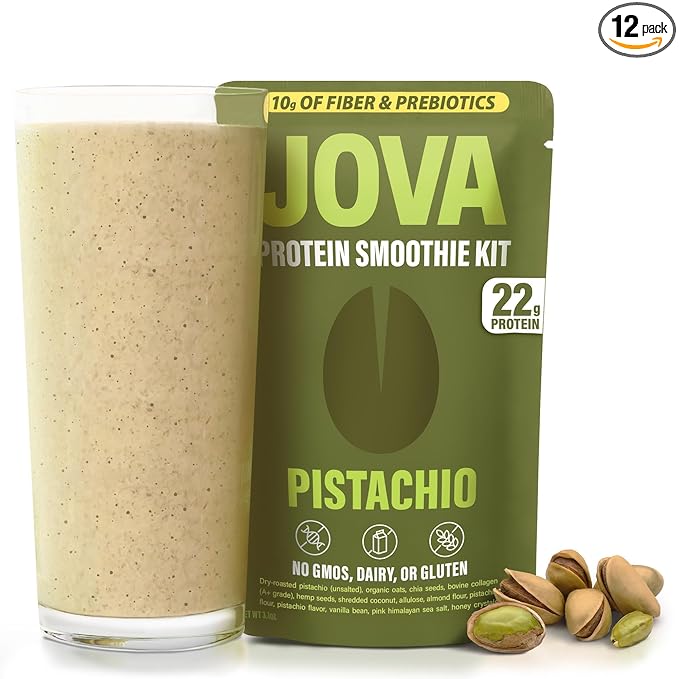 JOVA High Protein Pistachio Smoothie | Whole Food Ingredients, No Fillers | 22g Protein, Omega-3s | Gluten-Free, Non-GMO | Fast Blend, Craveable Taste | 12-Pack, Made in USA