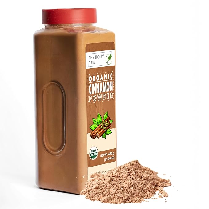 Organic Cinnamon Powder 15.90 oz - Organic Ground Cinnamon Bulk Spice - USDA Certified, Gluten Free, Kosher - For Baking & Cooking - The Holly Tree