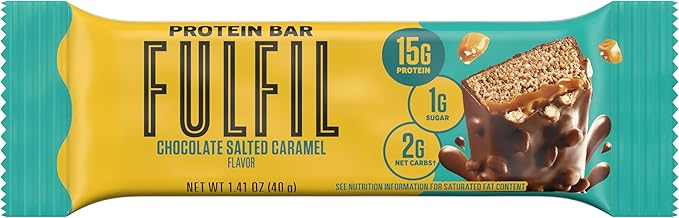FULFIL Protein Snack Bars, Chocolate Salted Caramel Flavored, Gluten Free with 15g Protein, Pantry Staples, 12 Count