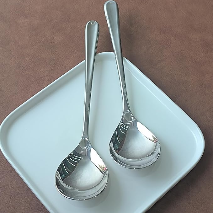 Serving Spoons,Heavy Duty 304 Stainless Steel Buffet Serving Spoons,Dishwasher Safe 10.6'' Pack of 2