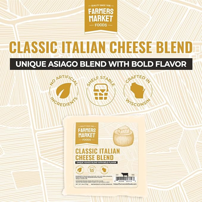 Farmers Market, Gluten Free, Keto, Paleo, Low Sodium, Zero Sugar, Wisconsin Cheese Gift Sets, 3-Pack, Classic Italian Cheese Blend