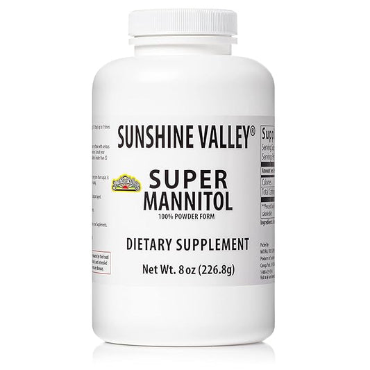 Sunshine Valley® Super Mannitol Powder, Natural & Healthy Artificial Sweetener, Ultra-Pure Sugar Substitute, Low Glycemic Dietary Supplement (8 Fl oz)