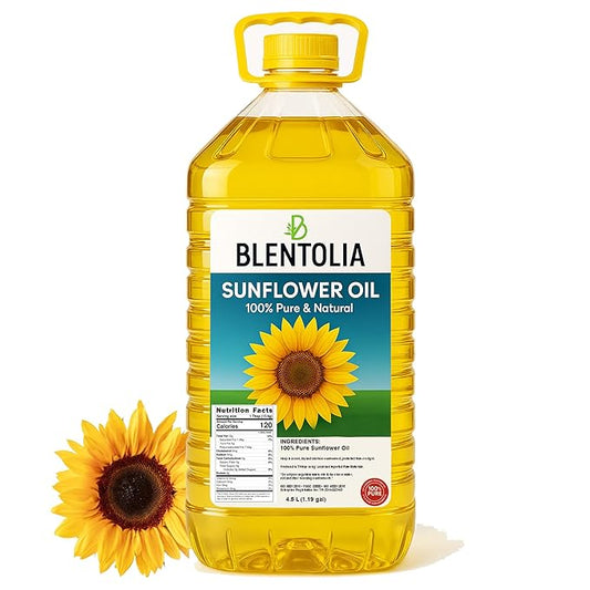 Blentolia 100% Pure Sunflower Oil ??4.5L | Non-GMO, Light Taste, High Smoke Point | Ideal for Frying, Cooking & Baking
