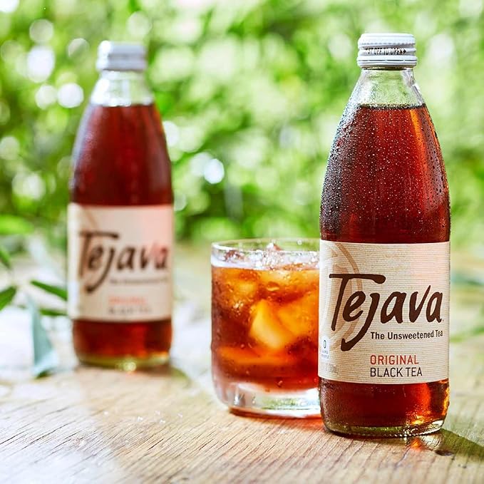 Tejava Original Black Iced Tea, 12 Pack, 12oz Glass Bottles, Unsweetened, Non-GMO, Kosher, No Sugar or Sweeteners, No calories, No Preservatives, Brewed in Small Batches