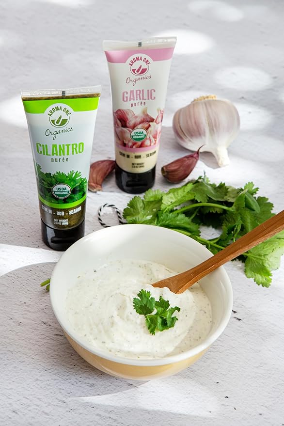 Aroma One Cilantro Puree Paste - Organic Herb Concentrate for Cooking, Seasoning & Sauces - Fresh Flavor Enhancer, Non-GMO, Gluten-Free, Vegan - Easy Squeeze Tube, Kitchen Must-Have - 80g (2-Pack)