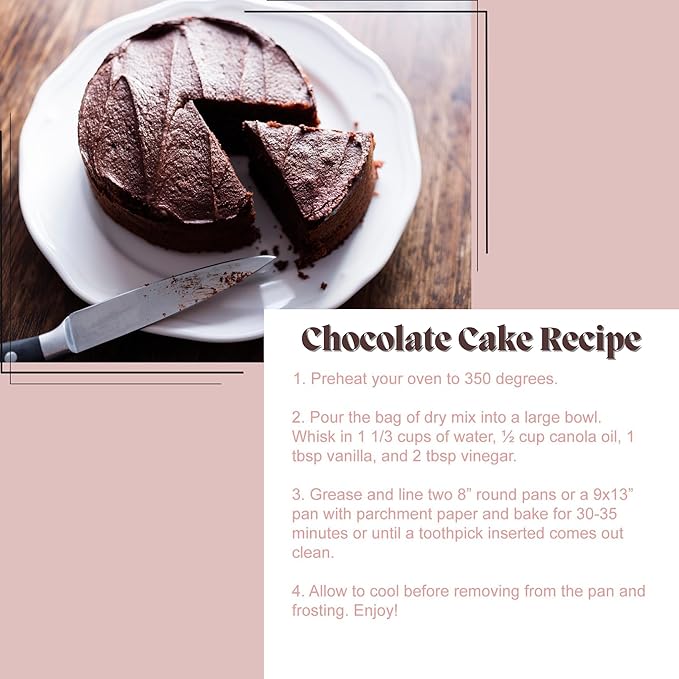 To Your Health Bakery Gluten Free (GF) Chocolate Cake Mix- Organic, Non-GMO, Top 8 Allergen Free