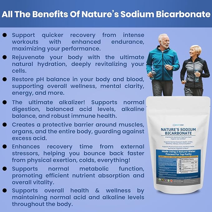 Nature’s Sodium Bicarbonate Organic Use Aluminum Free Baking Soda. No Chemical Pure Baking Soda Powder For Health & Wellness. Sodium Bicarbonate 1lb