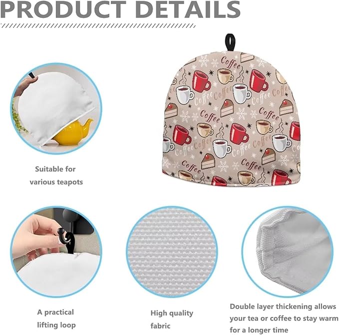Coffee Teapot Cover Tea Cozy for Teapot Insulated Kitchen Accessory Tea Pot Cozy for Keeping Warm Brown Home Decor