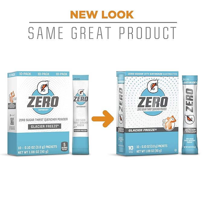 Gatorade G Zero Powder, Glacier Cherry Variety Pack, 0.10oz Individual Packets - 10 Count (Pack of 5)