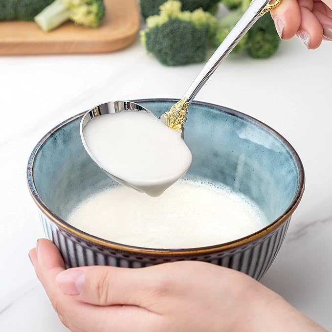 KEAWELL Luxury Gravy Ladle, 18/10 Stainless Steel, Gold Accent, Small Gravy Spoon for Home. Solid and Sturdy, Dishwasher Safe… (1)