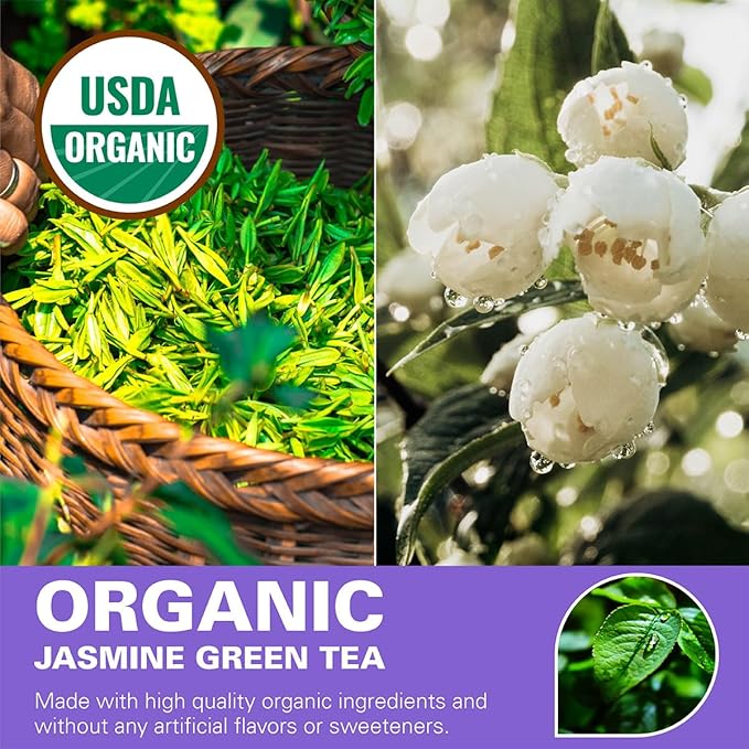WT WEETEE Organic Jasmine Green Tea Loose Leaf, Organic Green Tea Scented with Jasmine Blossoms, No Artificial Flavors, 16 Ounce, Great Natural Energy Source