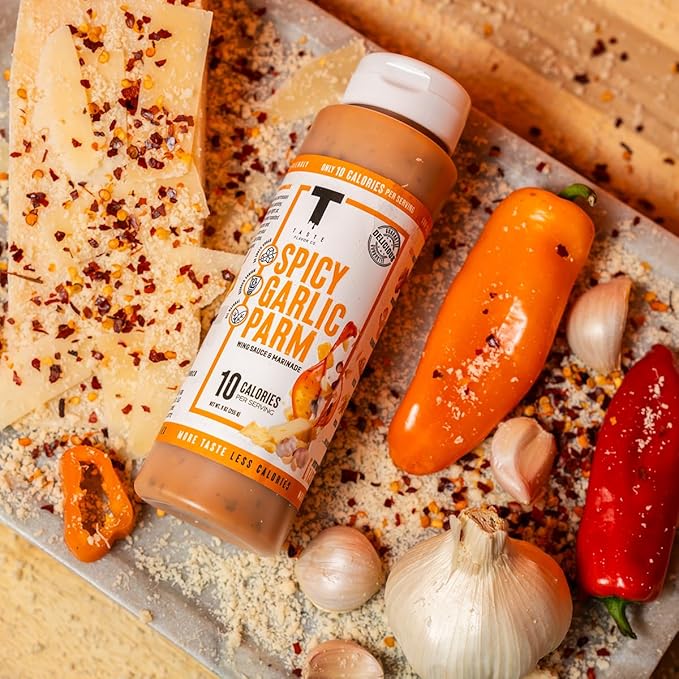 Taste Flavor Co. Grilling, Dipping Sauce and Marinade, Great Tasting, Low-Calorie Sauces, Keto Friendly, No Oils (5 Pack, Spicy Garlic Parm)
