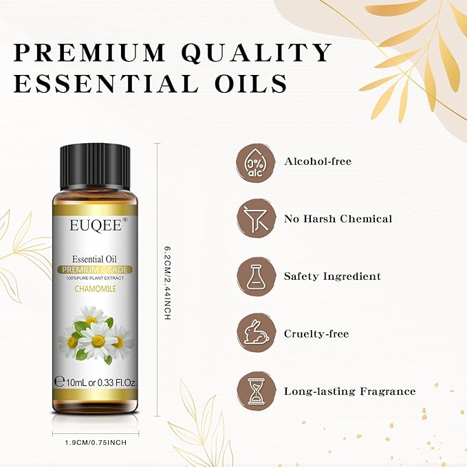 Chamomile Essential Oil 10ml Premium Essential Oil with Glass Dropper - for Diffuser, Aromatherapy, Candle Making - 0.33 Fl.Oz