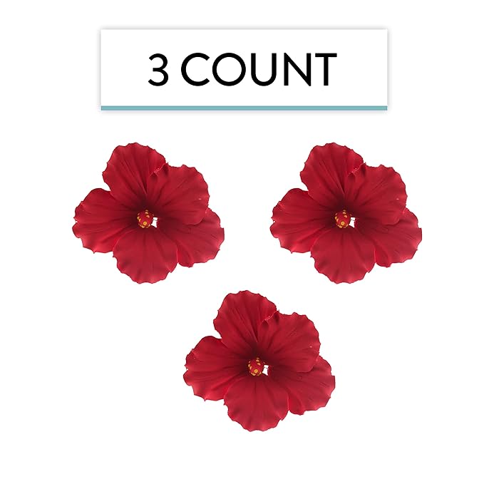 Global Sugar Art Hibiscus Sugar Cake Flowers, Red, Hawaiian Cake Flower Large 3 Count by Chef Alan Tetreault