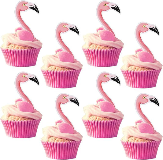 Rsstarxi 40 Pack Flamingo Cupcake Toppers Flamingo Party Decorations Tropical Aloha Summer Cupcake Picks for Luau Hawaiian Theme Baby Shower Birthday Party Cake Decorations