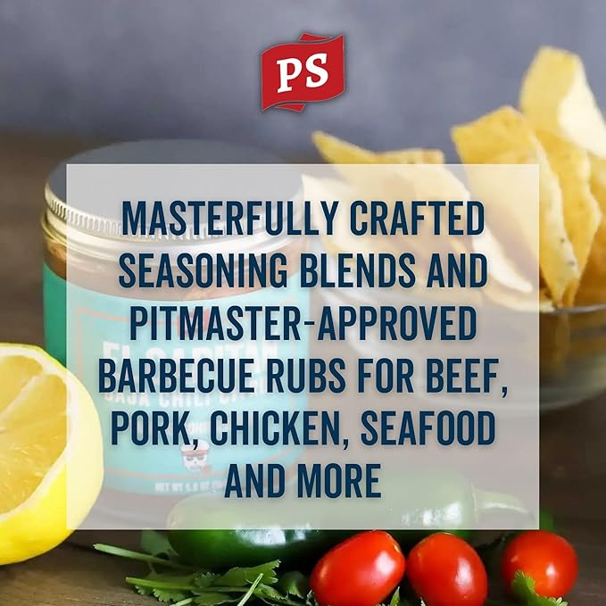 PS Seasoning El Capitan - Baja Chili Citrus Street Taco Seasoning Mix, Dry BBQ Rub for Tacos, Fajitas, Chicken, Beef, Seafood - Baja Style Mexican Seasoning BBQ Rub for Smoking and Grilling