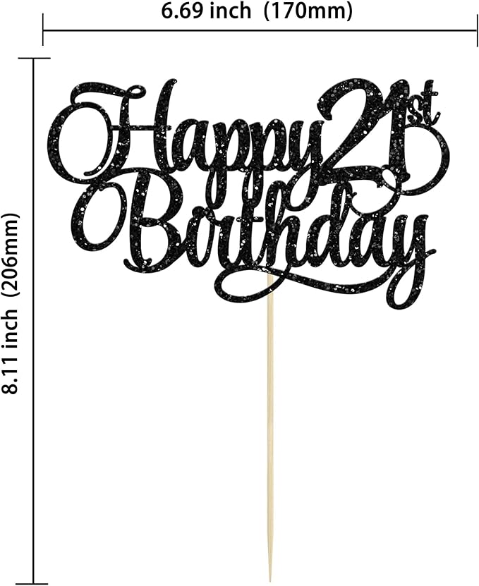 1 Pack Happy 21st Birthday Cake Topper Glitter Number 21 Twenty One Years Old Birthday Cake Pick Decoration for Celebrating 21st Birthday Anniversary Party Supplies Gold