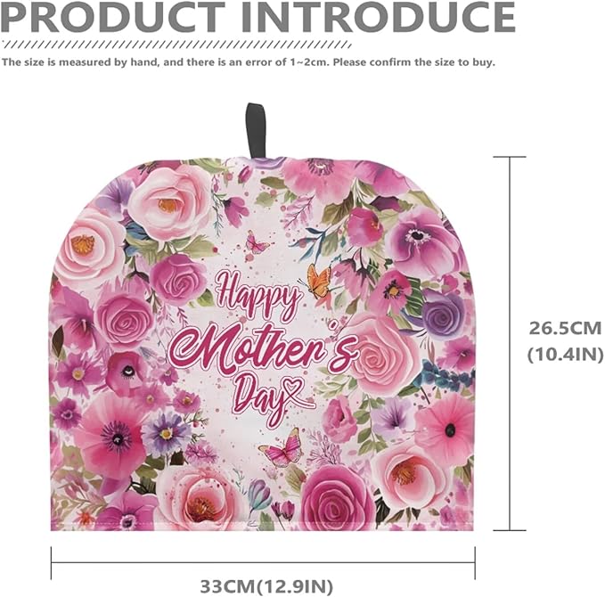 Mother's Day Roses Kettle Dust Cover Large Tea Cosy Portable Easy to Clean Tea Pot Dust Cover Insulated Tea Cosy Suitable for Kitchens Hotels or Cafes