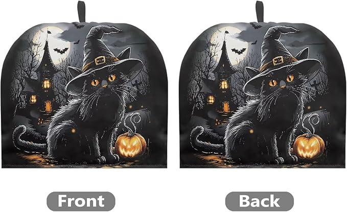 Halloween Black Cat Pattern Tea Cozy Kitchen Kettle Dust Cover Washable Teapot Dust Tea Kettle Cover for Tea Pot Halloween Decorative Kitchen竊뉰lack竊?"<div>
