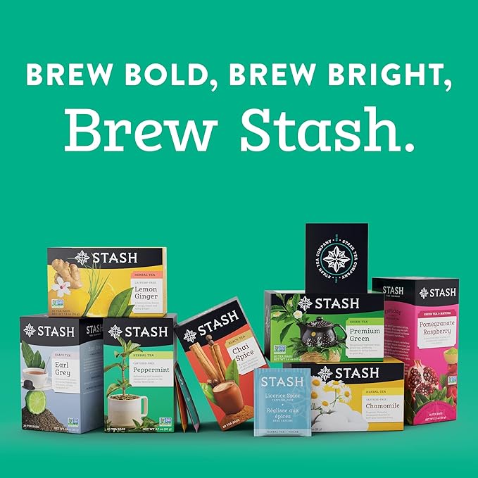 Stash Tea Premium Green Tea, 20 Count Box of Tea Bags in Foil, (Pack of 6)