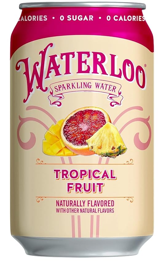 Waterloo Sparkling Water, Tropical Fruit Naturally Flavored, 12 Fl Oz Cans (Pack of 12) – Zero Calories and Zero Sugar or Sweeteners